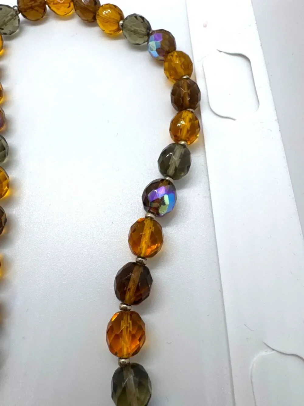Joan Rivers Faceted Amber Glass Beaded Necklace Gold Tone Pendant Statement